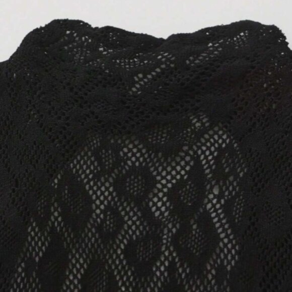 Black Leopard Pattern Long-Sleeve Full Body Fishnet Bodysuit - Picture 8 of 10